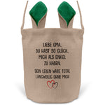 22Feels® Oma Osterkorb von Enkel Grossmutter mit Henkel Ostergeschenk Tragetasche Ostern Deko Osternest Körbchen Hasenohren (Beige/Grün)-Ostern Tragetasche-22Feels