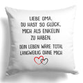 22Feels® Oma Geschenk von der Enkelin - Kissen mit Spruch (Weiss 40x40cm)-Kissen Weiss 40x40-22Feels