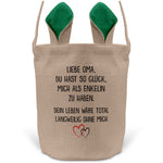 22Feels® Oma Osterkorb von Enkelin Grossmutter mit Henkel Ostergeschenk Tragetasche Ostern Deko Osternest Körbchen Hasenohren (Beige/Grün)-Ostern Tragetasche-22Feels