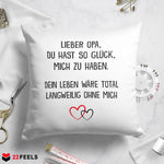 22Feels® Opa Geschenk - Kissen mit Spruch (Weiss 40x40cm)-Kissen Weiss 40x40-22Feels