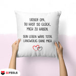 22Feels® Opa Geschenk - Kissen mit Spruch (Weiss 40x40cm)-Kissen Weiss 40x40-22Feels