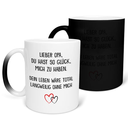 22Feels® Opa Geschenk - Zaubertasse mit Spruch (Matt-Schwarz und Weiss, 320ml)-Farbwechsel Tasse Matt 320ml-22Feels