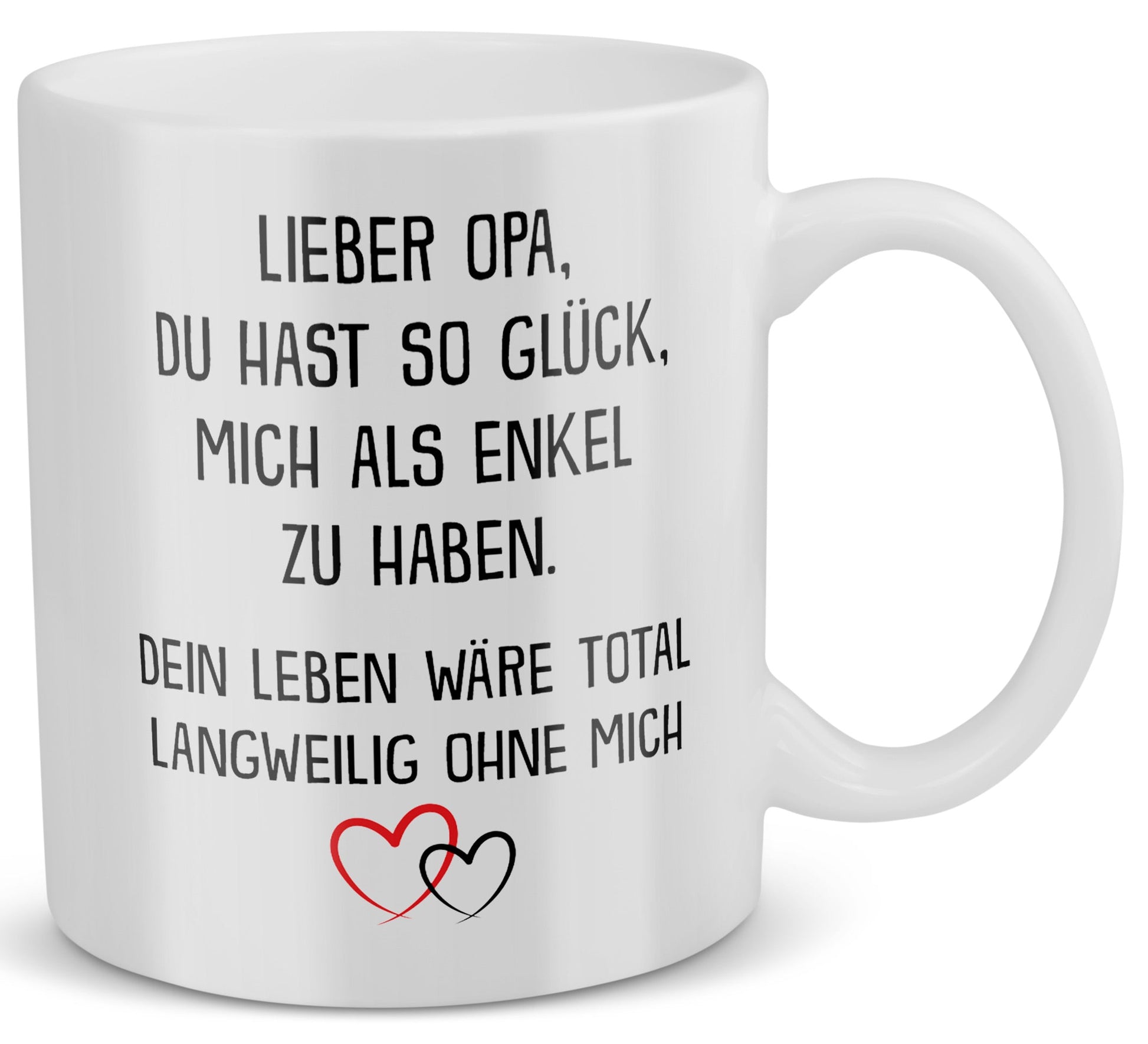 22Feels® Geschenk für Opas von Enkel - Tasse mit Spruch: Glück mich zu haben (Weiss, 320ml)-Weisse Tasse 320ml-22Feels