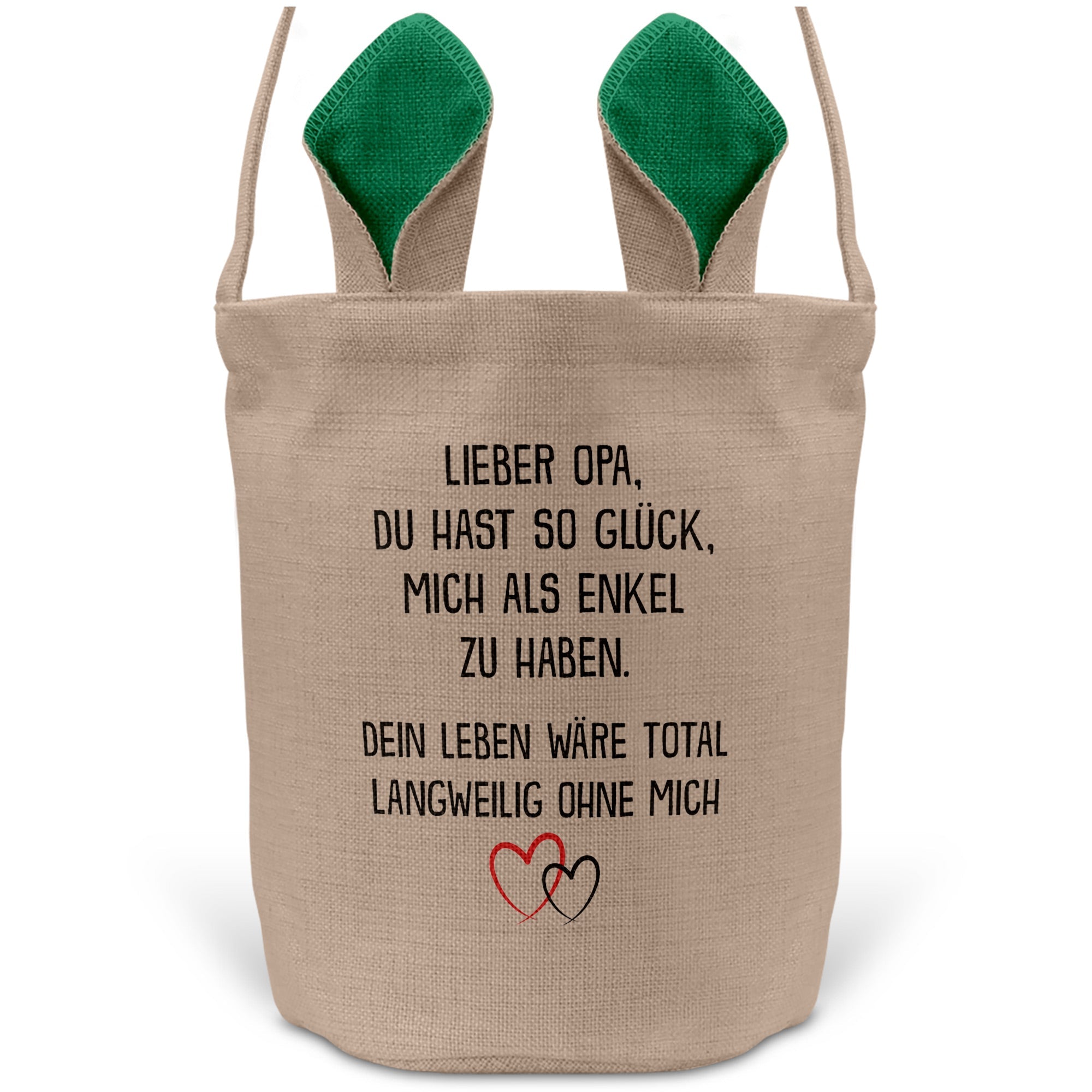 22Feels® Opa Osterkorb von Enkel Grossvater mit Henkel Ostergeschenk Tragetasche Ostern Deko Osternest Körbchen Hasenohren (Beige/Grün)-Ostern Tragetasche-22Feels