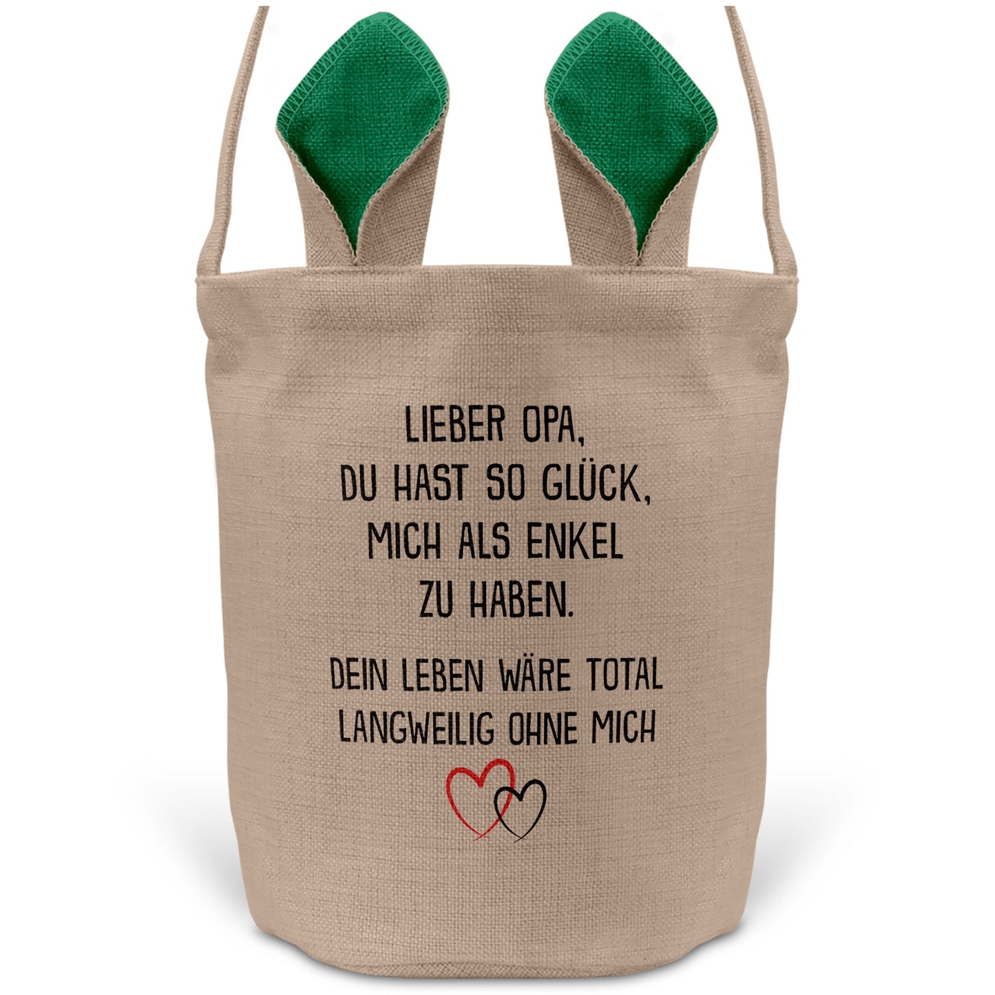 22Feels® Opa Osterkorb von Enkel Grossvater mit Henkel Ostergeschenk Tragetasche Ostern Deko Osternest Körbchen Hasenohren (Beige/Grün)-Ostern Tragetasche-22Feels