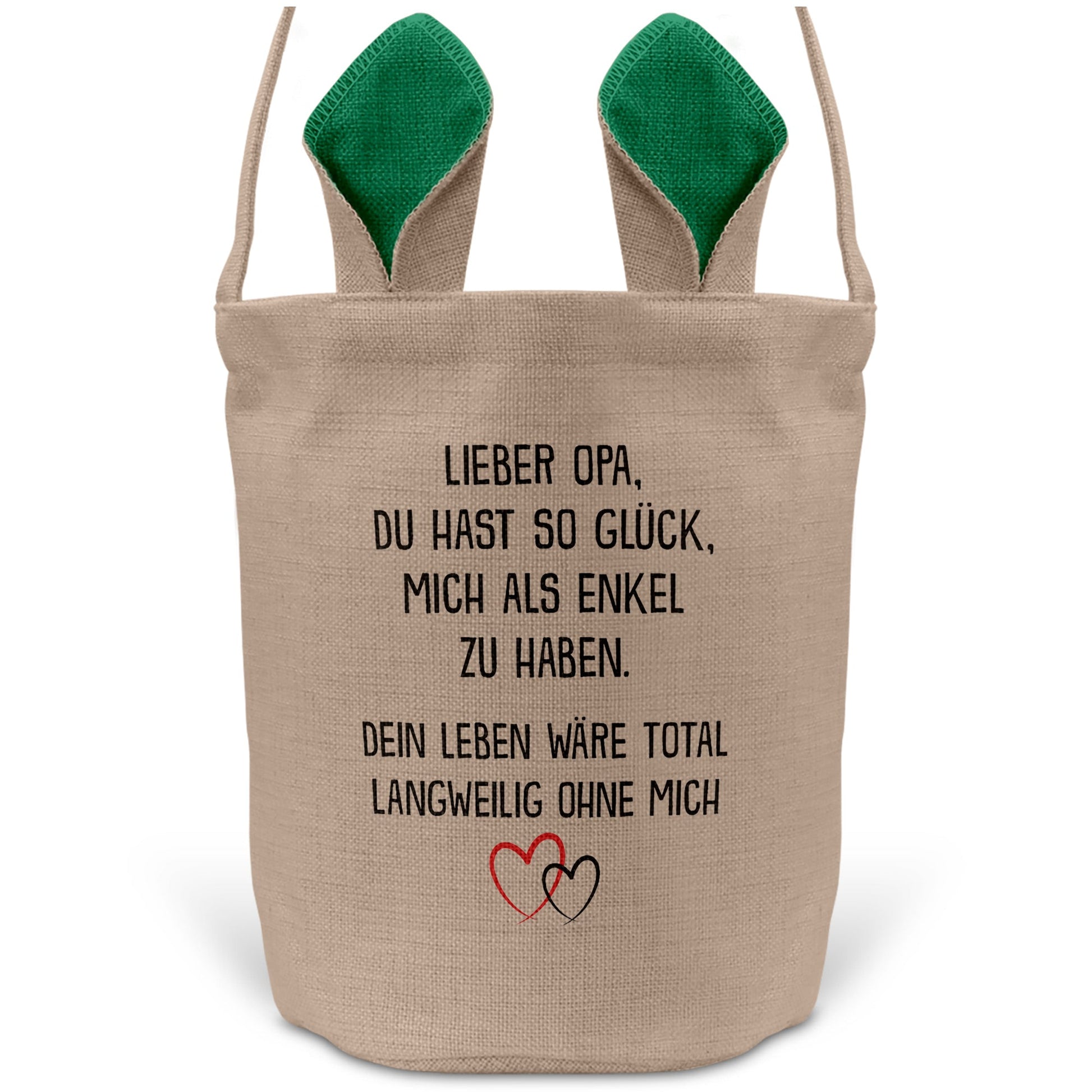 22Feels® Opa Osterkorb von Enkel Grossvater mit Henkel Ostergeschenk Tragetasche Ostern Deko Osternest Körbchen Hasenohren (Beige/Grün)-Ostern Tragetasche-22Feels