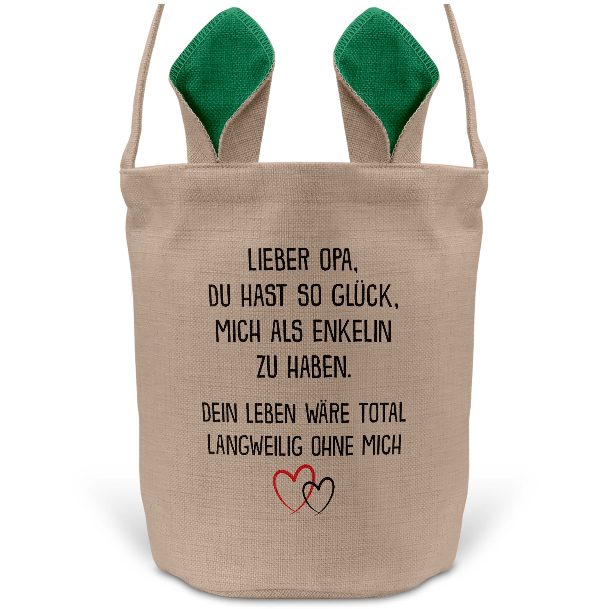 22Feels® Opa Osterkorb von Enkelin Grossvater mit Henkel Ostergeschenk Tragetasche Ostern Deko Osternest Körbchen Hasenohren (Beige/Grün)-Ostern Tragetasche-22Feels