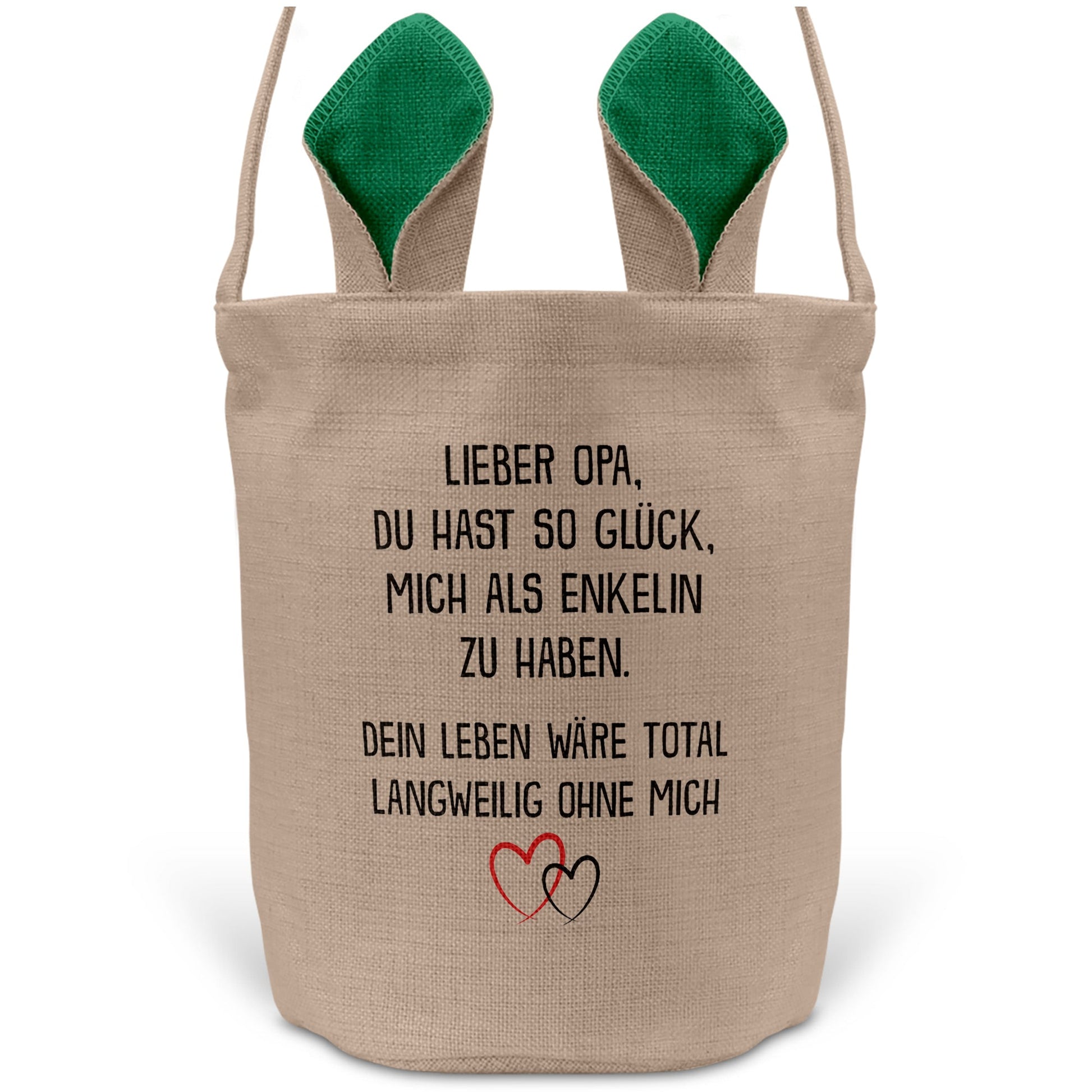 22Feels® Opa Osterkorb von Enkelin Grossvater mit Henkel Ostergeschenk Tragetasche Ostern Deko Osternest Körbchen Hasenohren (Beige/Grün)-Ostern Tragetasche-22Feels