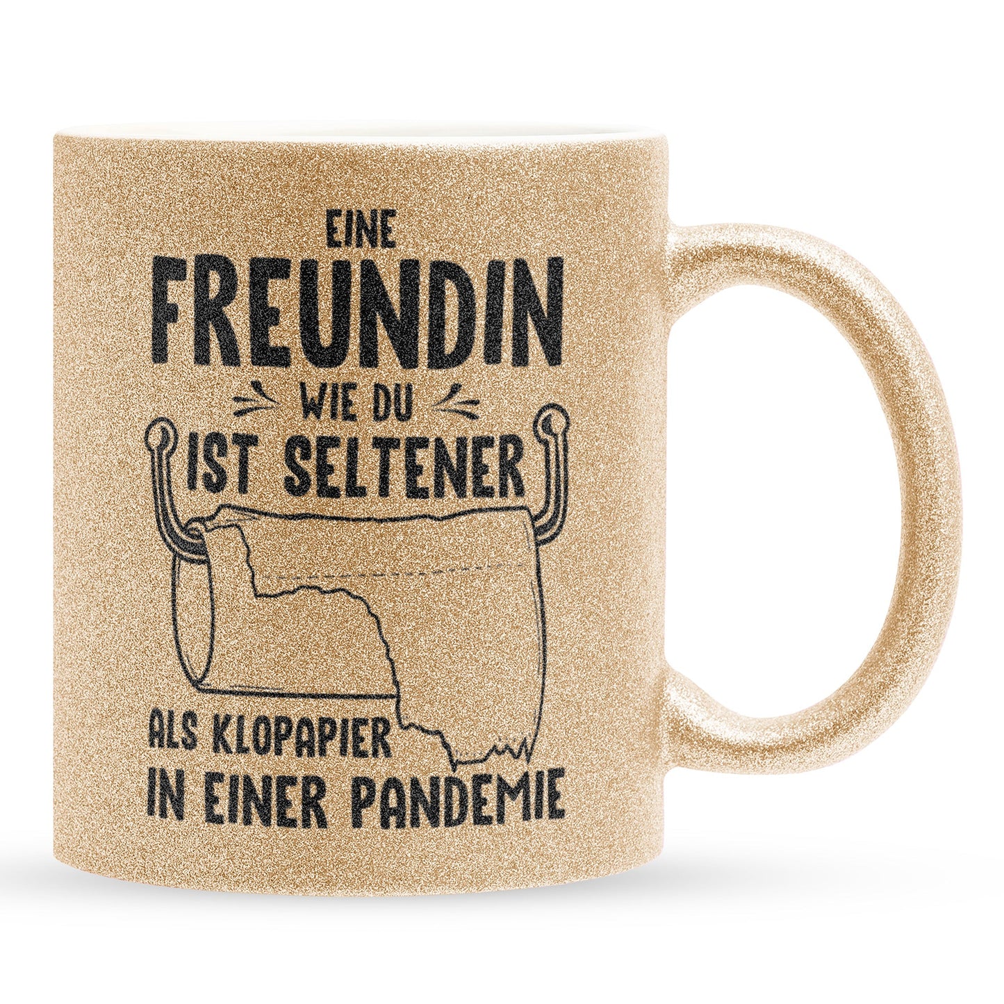 22Feels® Freundin Geschenk zum Jahrestag, Valentinstag etc. - Glitzertasse mit Spruch (Gold, 320ml)-Glitzertasse Gold 320ml-22Feels