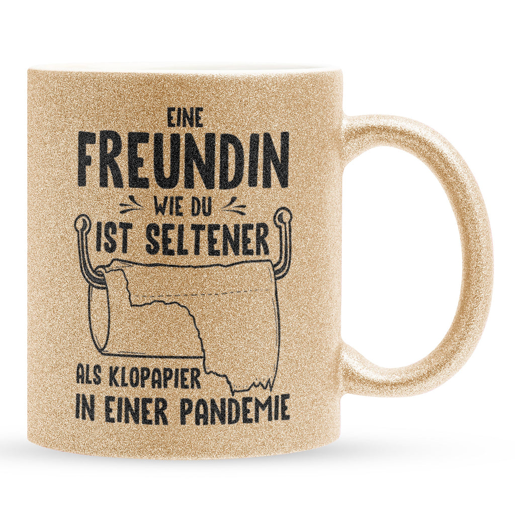 22Feels® Freundin Geschenk zum Jahrestag, Valentinstag etc. - Glitzertasse mit Spruch (Gold, 320ml)-Glitzertasse Gold 320ml-22Feels