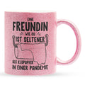 22Feels® Freundin Geschenk zum Jahrestag, Valentinstag etc. - Glitzertasse mit Spruch (Pink, 320ml)-Glitzertasse Pink 320ml-22Feels