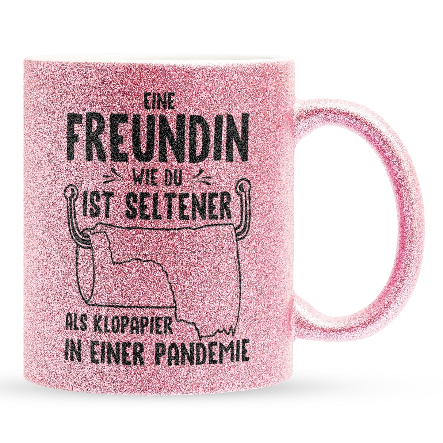 22Feels® Freundin Geschenk zum Jahrestag, Valentinstag etc. - Glitzertasse mit Spruch (Pink, 320ml)-Glitzertasse Pink 320ml-22Feels
