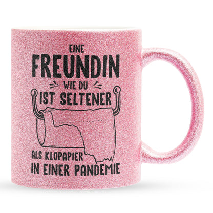 22Feels® Freundin Geschenk zum Jahrestag, Valentinstag etc. - Glitzertasse mit Spruch (Pink, 320ml)-Glitzertasse Pink 320ml-22Feels