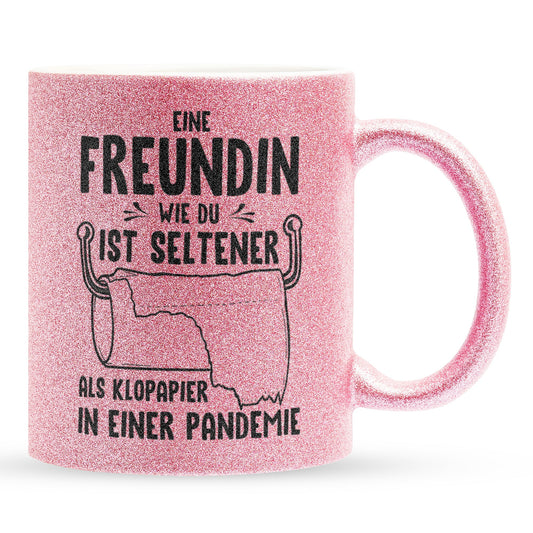 22Feels® Freundin Geschenk zum Jahrestag, Valentinstag etc. - Glitzertasse mit Spruch (Pink, 320ml)-Glitzertasse Pink 320ml-22Feels