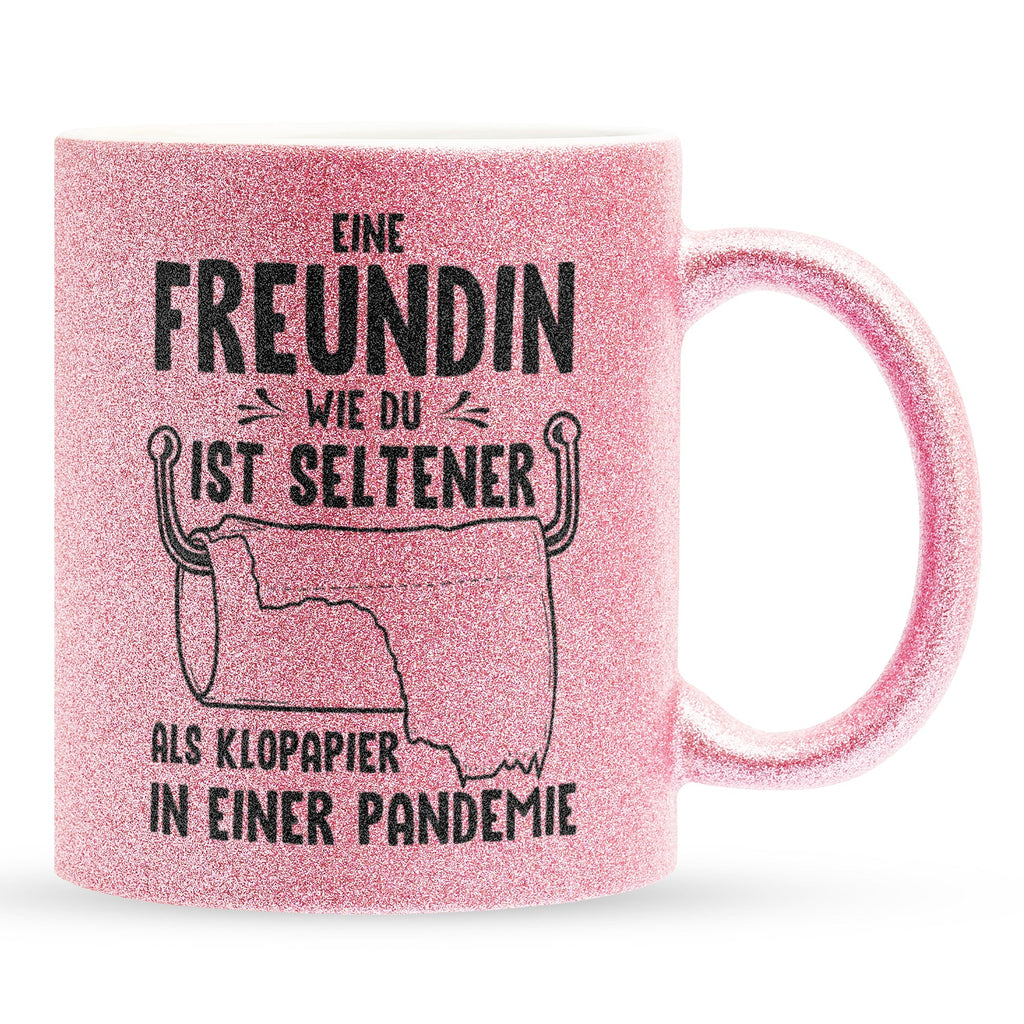 22Feels® Freundin Geschenk zum Jahrestag, Valentinstag etc. - Glitzertasse mit Spruch (Pink, 320ml)-Glitzertasse Pink 320ml-22Feels