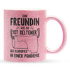 22Feels® Freundin Geschenk zum Jahrestag, Valentinstag etc. - Glitzertasse mit Spruch (Pink, 320ml)-Glitzertasse Pink 320ml-22Feels