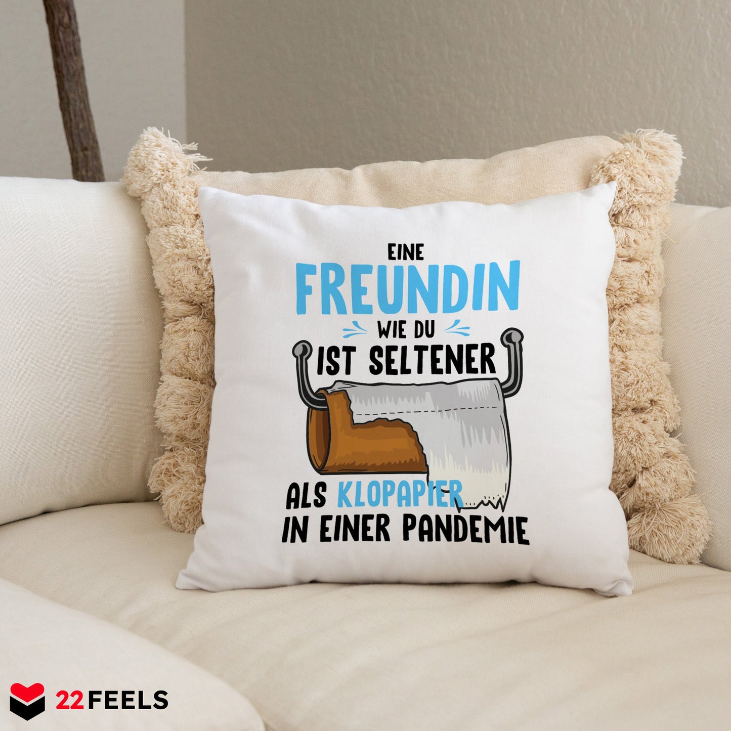 22Feels® Freundin Geschenk zum Jahrestag, Valentinstag etc. - Kissen mit Spruch (Weiss 40x40cm)-Kissen Weiss 40x40-22Feels