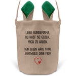 22Feels® Hundemama Frauchen Hunde Osterkorb mit Henkel Ostergeschenk Tragetasche Ostern Deko Osternest Körbchen Hasenohren (Beige/Grün)-Ostern Tragetasche-22Feels