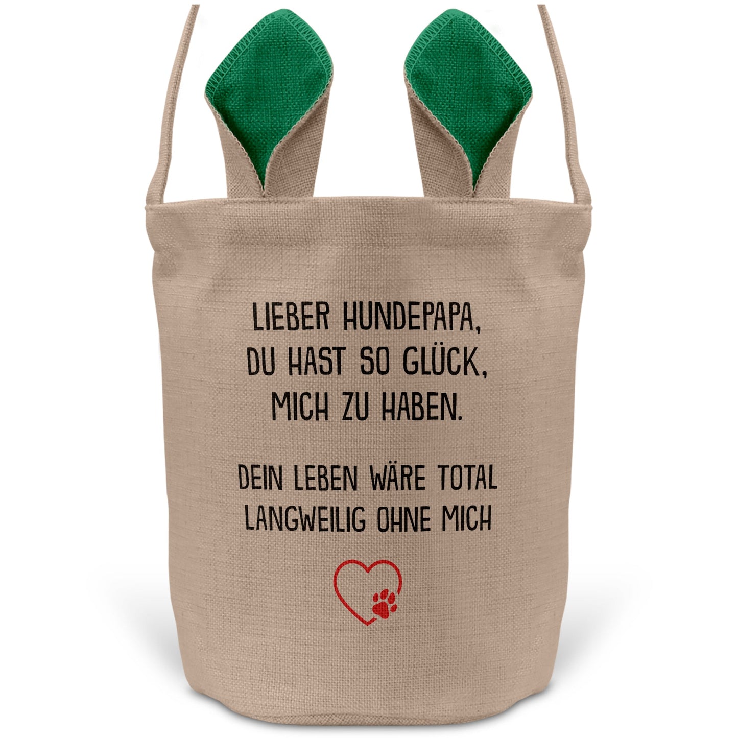 22Feels® Hundepapa Herrchen Hunde Osterkorb mit Henkel Ostergeschenk Tragetasche Ostern Deko Osternest Körbchen Hasenohren (Beige/Grün)-Ostern Tragetasche-22Feels