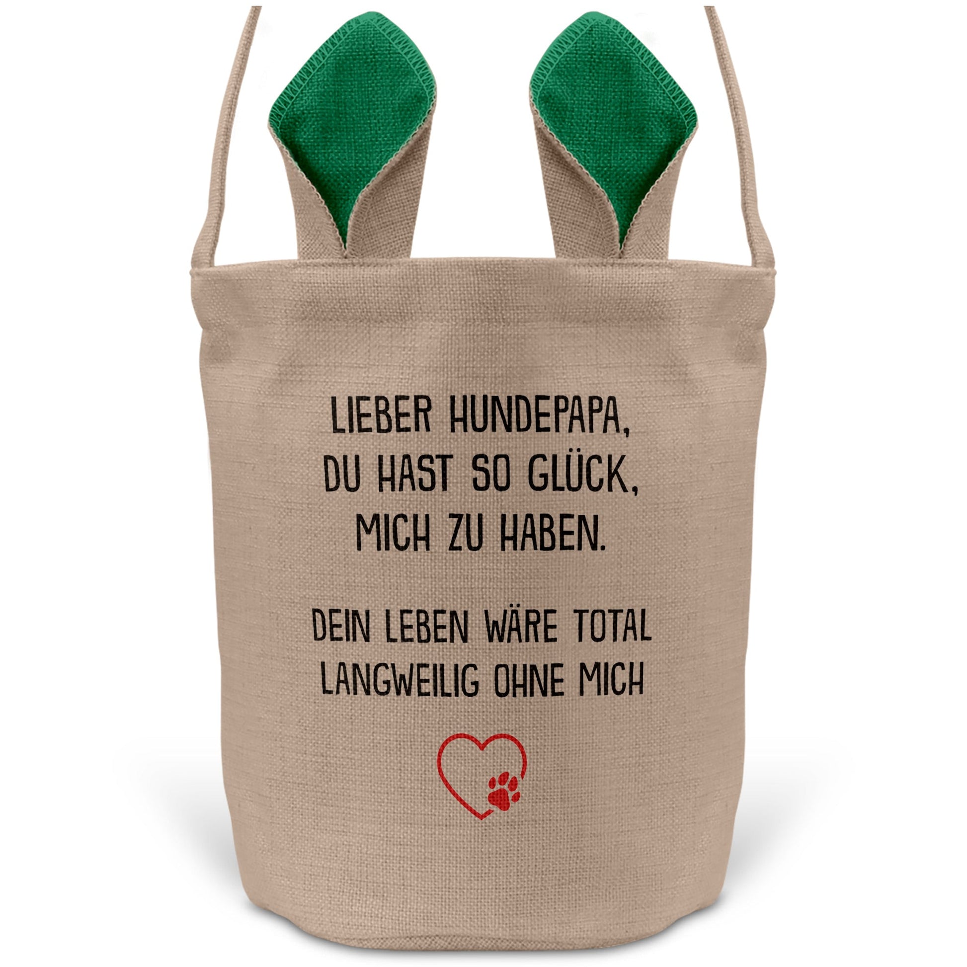 22Feels® Hundepapa Herrchen Hunde Osterkorb mit Henkel Ostergeschenk Tragetasche Ostern Deko Osternest Körbchen Hasenohren (Beige/Grün)-Ostern Tragetasche-22Feels