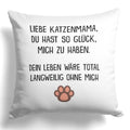 22Feels® Katzenmama Geschenk für Cat Moms und Katzen-Frauchen - Kissen mit Spruch (Weiss 40x40cm)-Kissen Weiss 40x40-22Feels