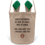 22Feels® Katzenpapa Herrchen Katzen Osterkorb mit Henkel Ostergeschenk Tragetasche Ostern Deko Osternest Körbchen Hasenohren (Beige/Grün)-Ostern Tragetasche-22Feels