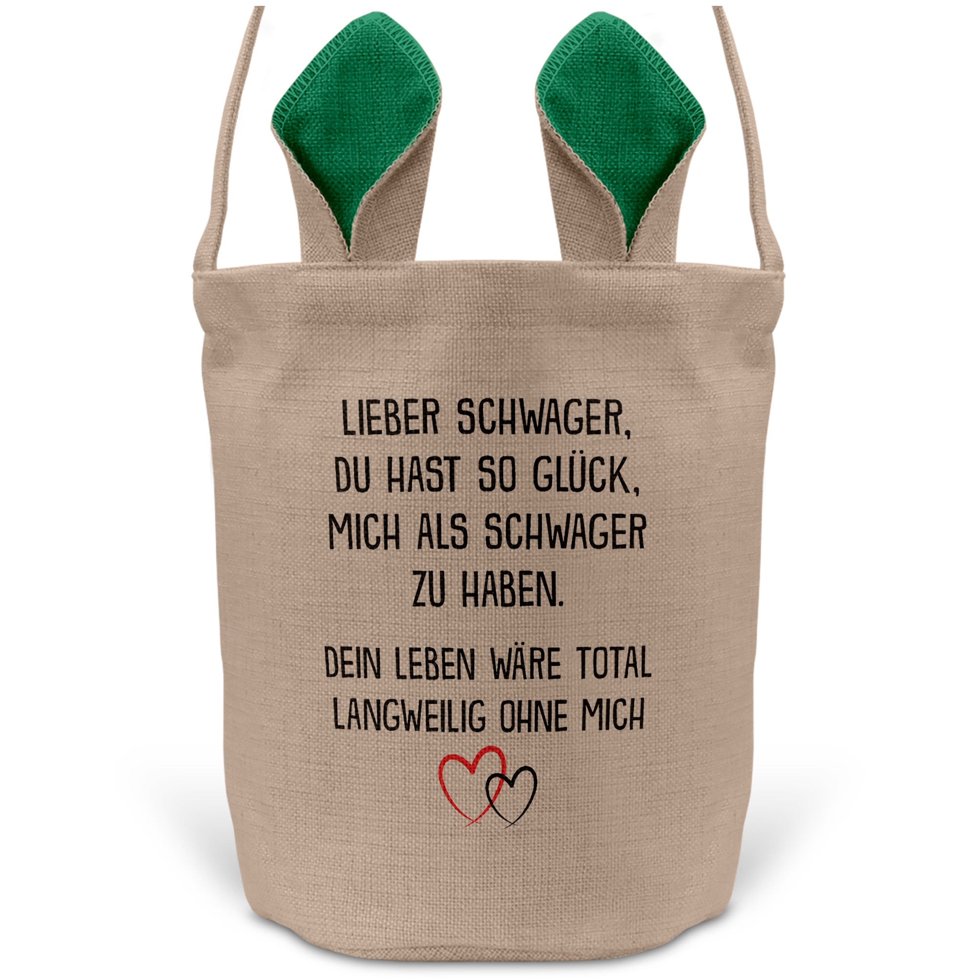22Feels® Schwager Osterkorb von Schwager mit Henkel Ostergeschenk Tragetasche Ostern Deko Osternest Körbchen Hasenohren (Beige/Grün)-Ostern Tragetasche-22Feels