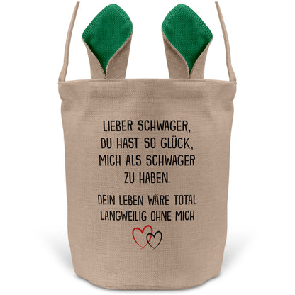 22Feels® Schwager Osterkorb von Schwager mit Henkel Ostergeschenk Tragetasche Ostern Deko Osternest Körbchen Hasenohren (Beige/Grün)-Ostern Tragetasche-22Feels