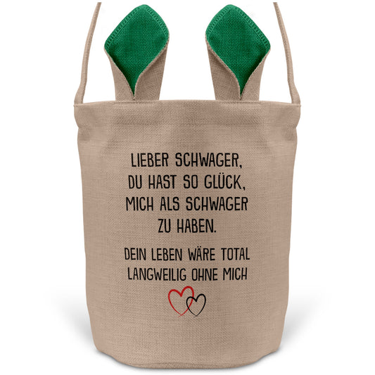 22Feels® Schwager Osterkorb von Schwager mit Henkel Ostergeschenk Tragetasche Ostern Deko Osternest Körbchen Hasenohren (Beige/Grün)-Ostern Tragetasche-22Feels
