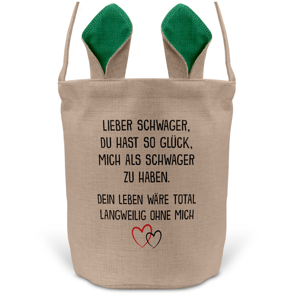 22Feels® Schwager Osterkorb von Schwager mit Henkel Ostergeschenk Tragetasche Ostern Deko Osternest Körbchen Hasenohren (Beige/Grün)-Ostern Tragetasche-22Feels