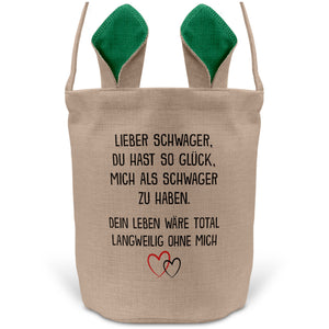 22Feels® Schwager Osterkorb von Schwager mit Henkel Ostergeschenk Tragetasche Ostern Deko Osternest Körbchen Hasenohren (Beige/Grün)-Ostern Tragetasche-22Feels