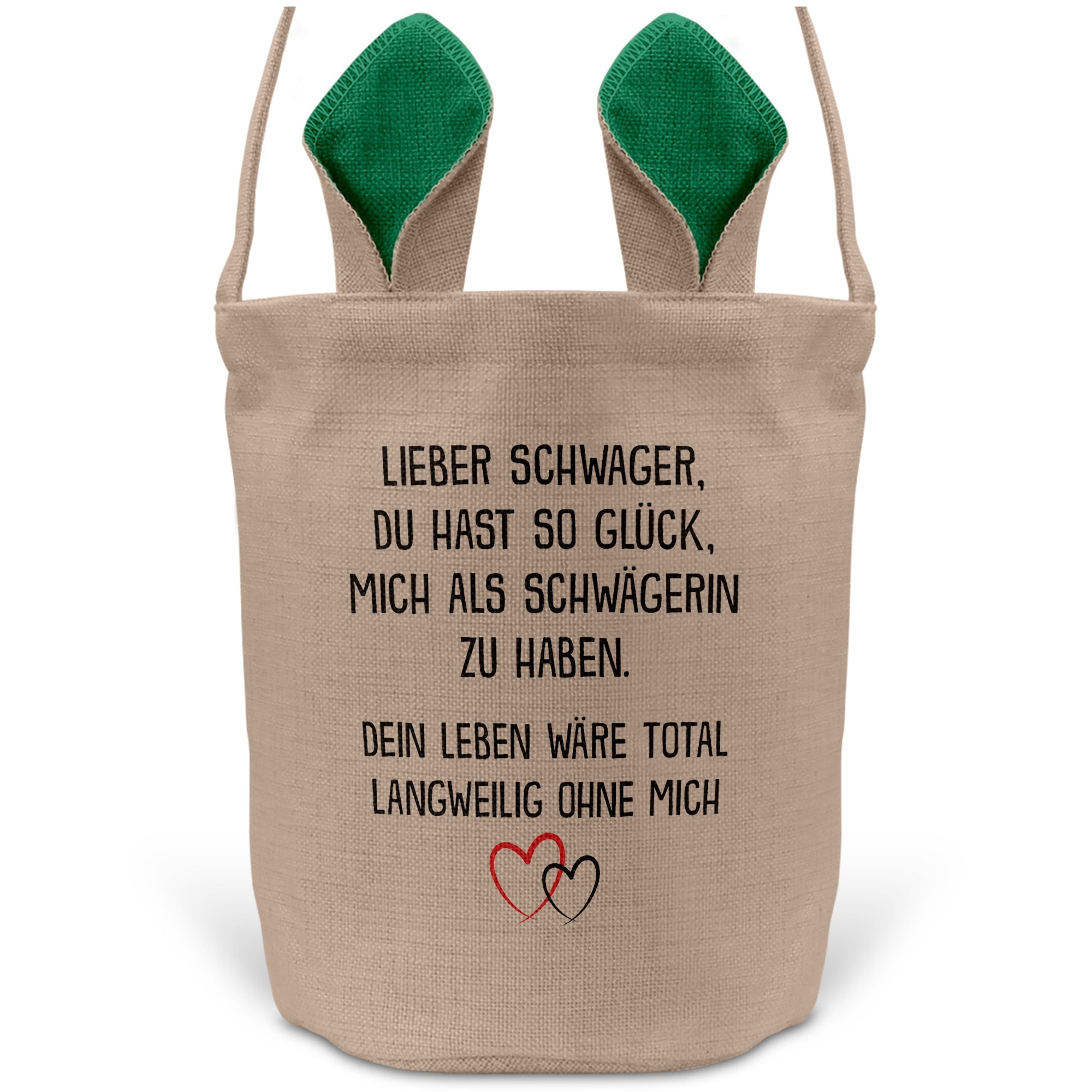 22Feels® Schwager Osterkorb von Schwägerin mit Henkel Ostergeschenk Tragetasche Ostern Deko Osternest Körbchen Hasenohren (Beige/Grün)-Ostern Tragetasche-22Feels