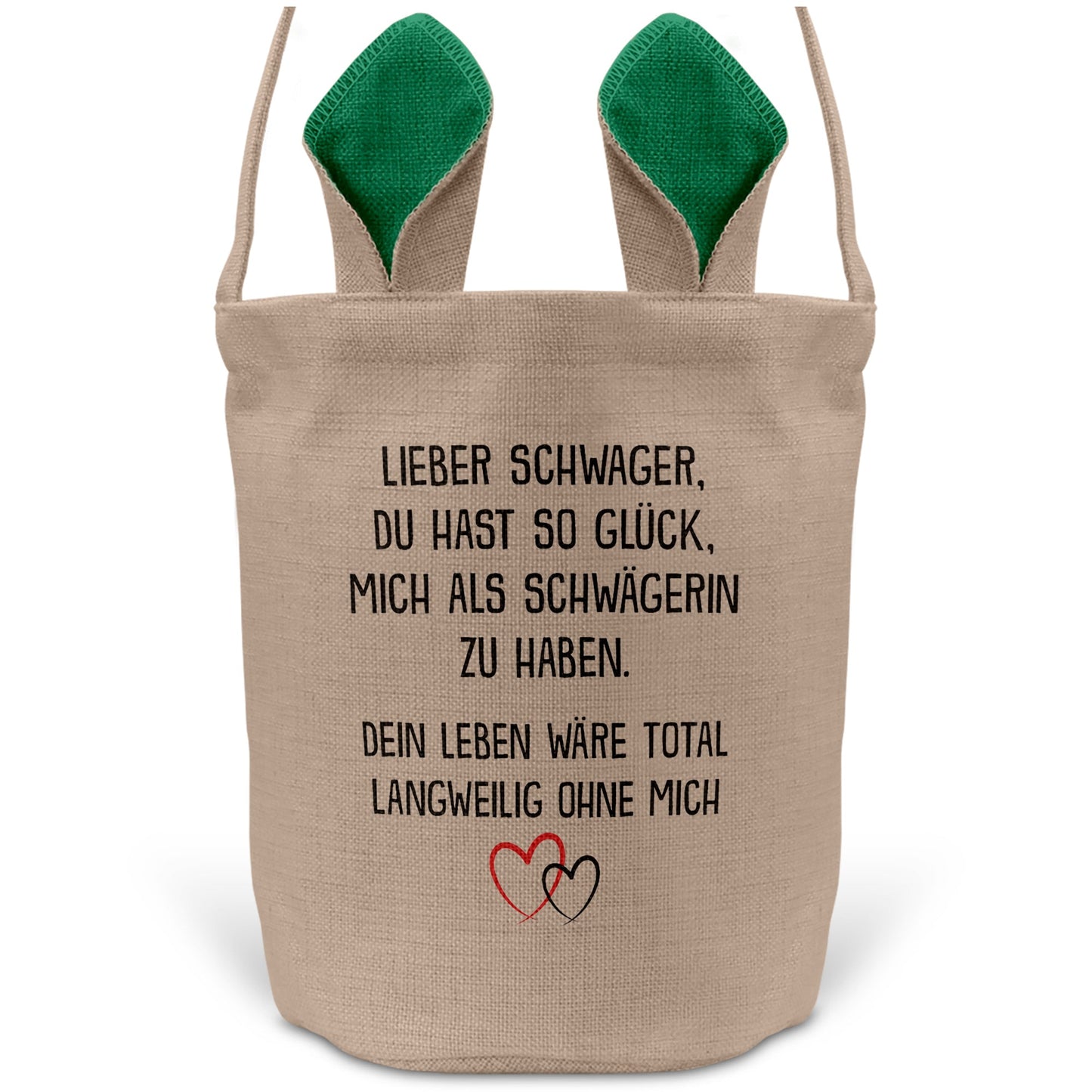 22Feels® Schwager Osterkorb von Schwägerin mit Henkel Ostergeschenk Tragetasche Ostern Deko Osternest Körbchen Hasenohren (Beige/Grün)-Ostern Tragetasche-22Feels