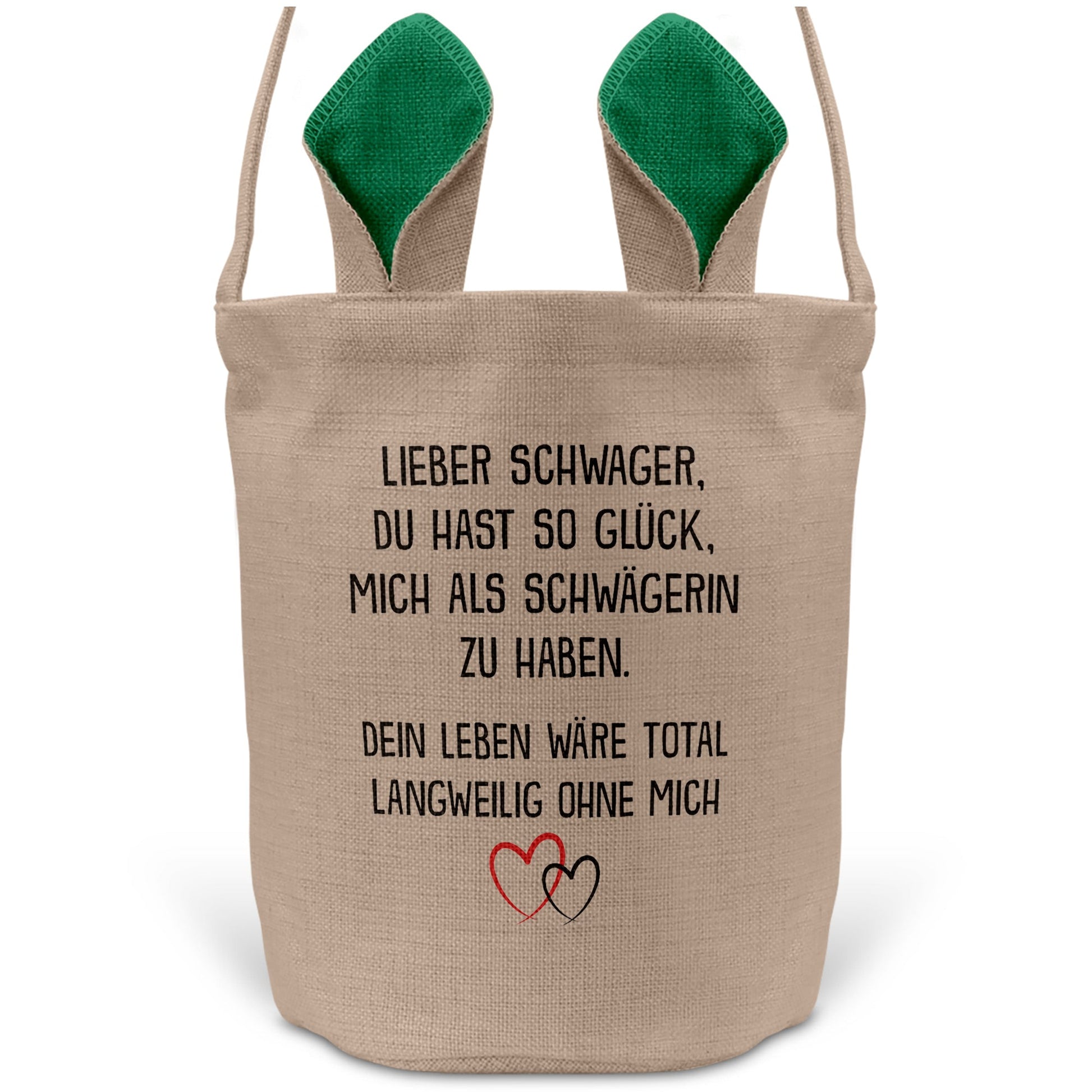 22Feels® Schwager Osterkorb von Schwägerin mit Henkel Ostergeschenk Tragetasche Ostern Deko Osternest Körbchen Hasenohren (Beige/Grün)-Ostern Tragetasche-22Feels