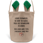 22Feels® Schwager Osterkorb von Schwägerin mit Henkel Ostergeschenk Tragetasche Ostern Deko Osternest Körbchen Hasenohren (Beige/Grün)-Ostern Tragetasche-22Feels