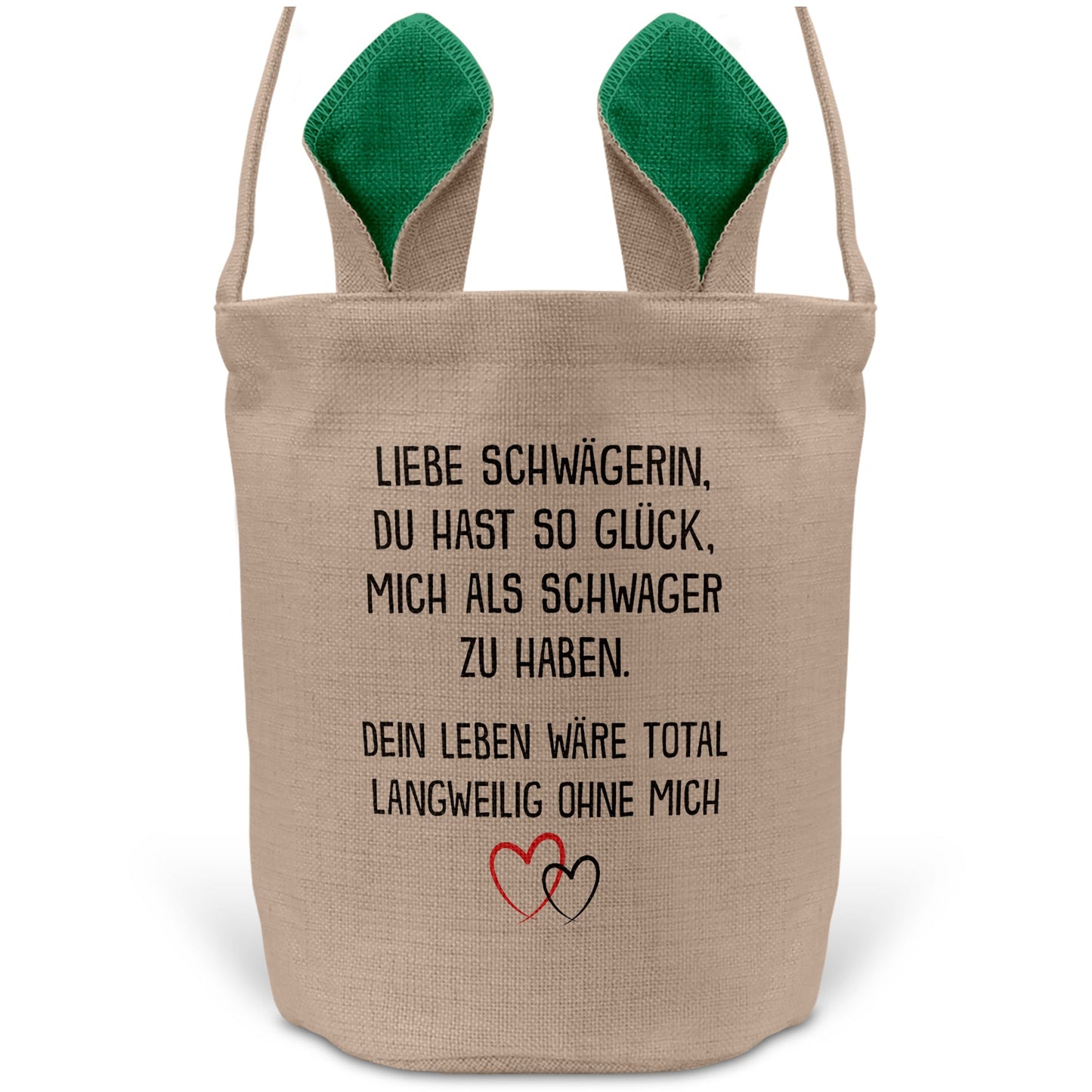 22Feels® Schwägerin Osterkorb von Schwäger mit Henkel Ostergeschenk Tragetasche Ostern Deko Osternest Körbchen Hasenohren (Beige/Grün)-Ostern Tragetasche-22Feels