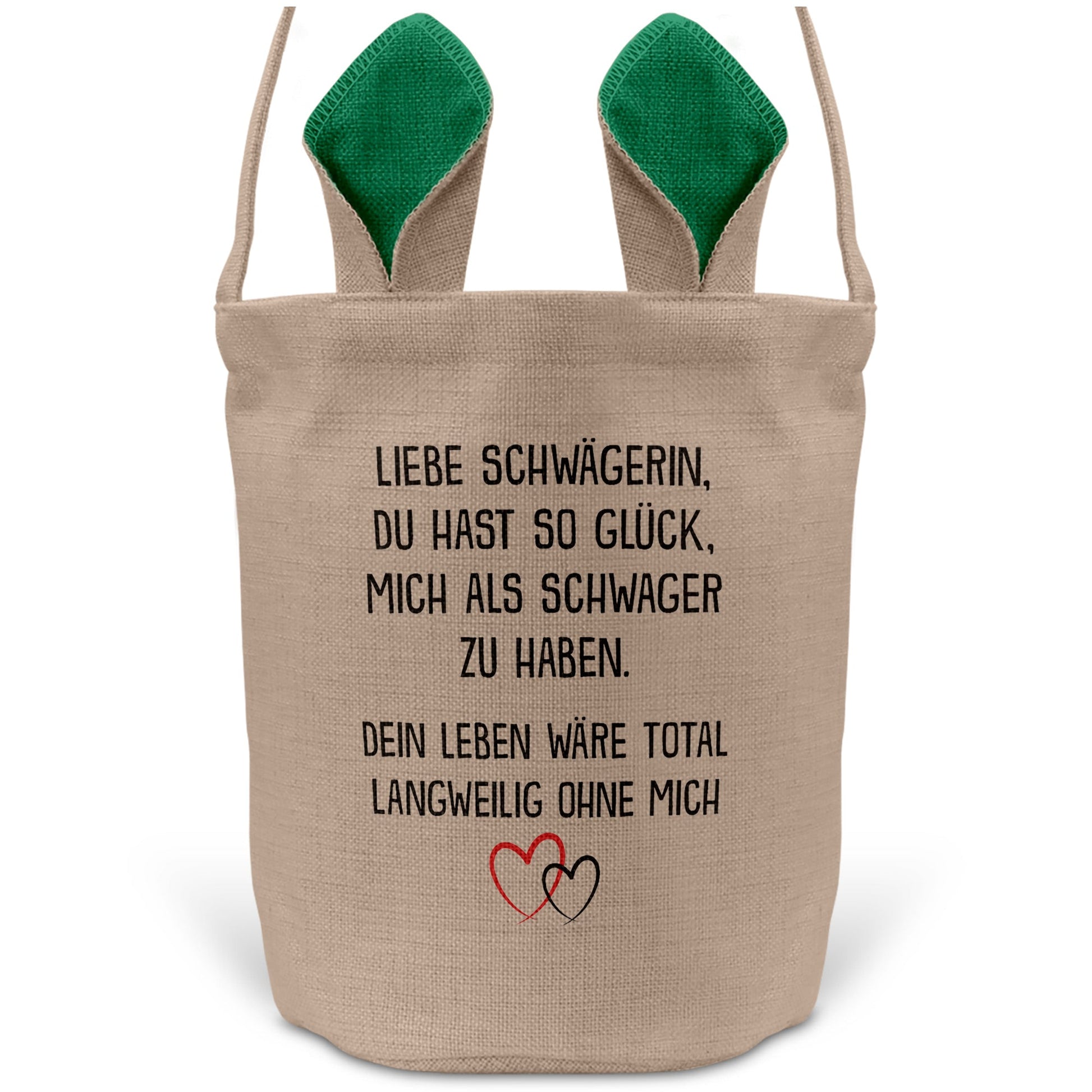 22Feels® Schwägerin Osterkorb von Schwäger mit Henkel Ostergeschenk Tragetasche Ostern Deko Osternest Körbchen Hasenohren (Beige/Grün)-Ostern Tragetasche-22Feels