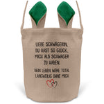 22Feels® Schwägerin Osterkorb von Schwäger mit Henkel Ostergeschenk Tragetasche Ostern Deko Osternest Körbchen Hasenohren (Beige/Grün)-Ostern Tragetasche-22Feels