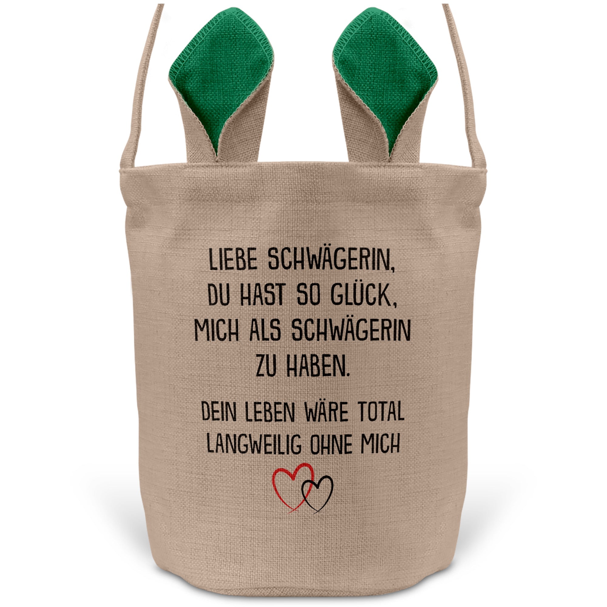 22Feels® Schwägerin Osterkorb von Schwägerin mit Henkel Ostergeschenk Tragetasche Ostern Deko Osternest Körbchen Hasenohren (Beige/Grün)-Ostern Tragetasche-22Feels