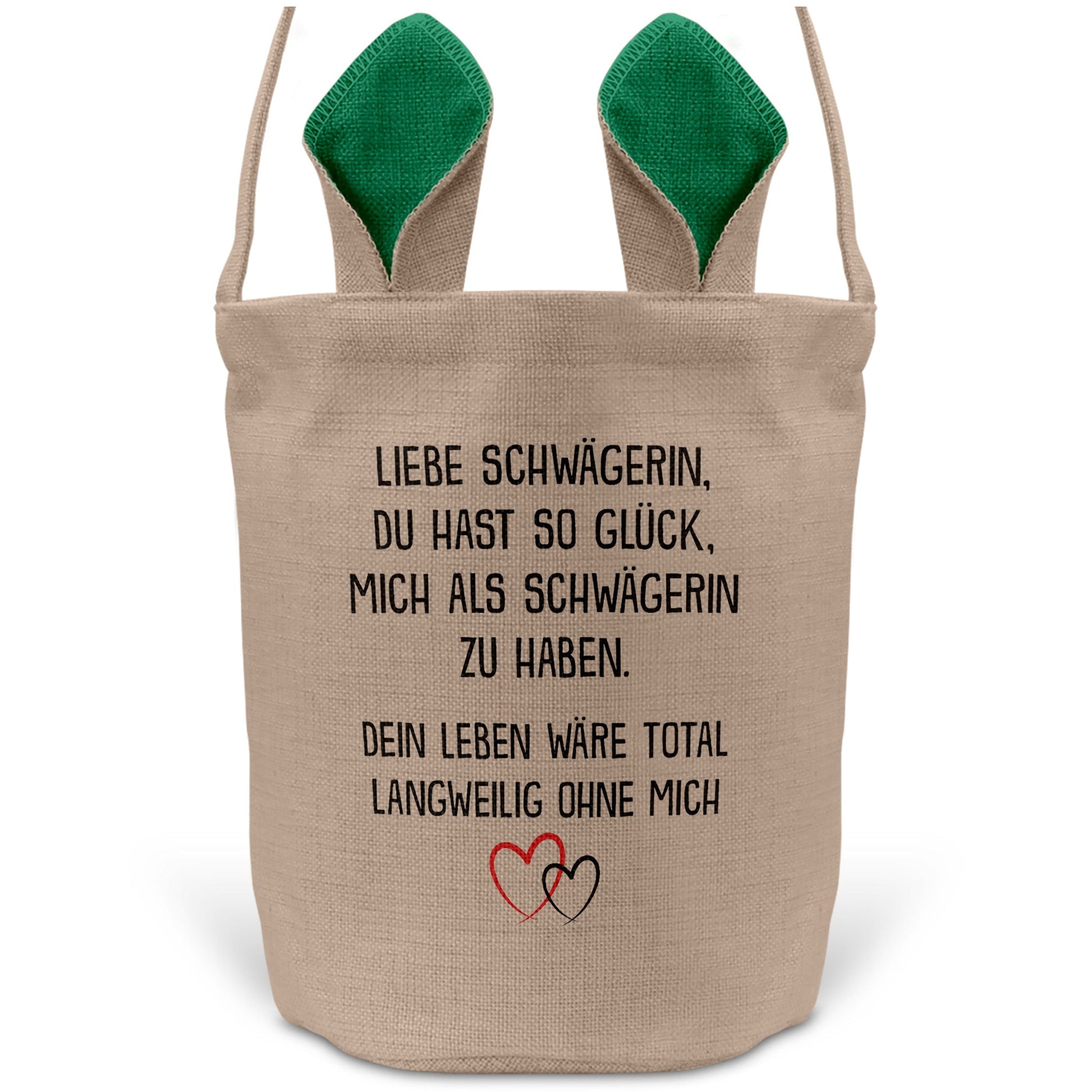 22Feels® Schwägerin Osterkorb von Schwägerin mit Henkel Ostergeschenk Tragetasche Ostern Deko Osternest Körbchen Hasenohren (Beige/Grün)-Ostern Tragetasche-22Feels