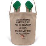 22Feels® Schwägerin Osterkorb von Schwägerin mit Henkel Ostergeschenk Tragetasche Ostern Deko Osternest Körbchen Hasenohren (Beige/Grün)-Ostern Tragetasche-22Feels
