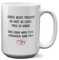 22Feels® Beste Freundin Geschenk - XL Tasse mit Spruch: Glück mich zu haben (Weiss, 440ml)-Weisse XL Tasse 440ml-22Feels