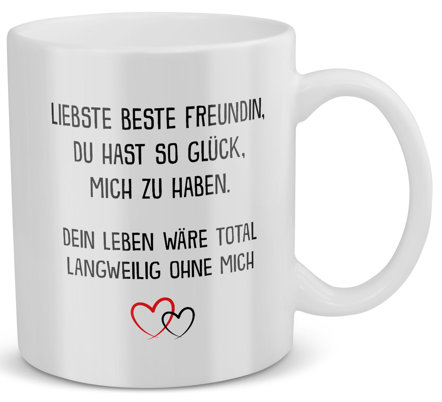 22Feels® Geschenk für Beste Freundin - Tasse mit Spruch: Glück mich zu haben (Weiss, 320ml)-Weisse Tasse 320ml-22Feels