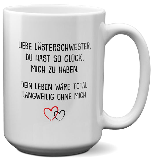 22Feels® Beste Freundin Geschenk - XL Tasse mit Spruch: Glück mich zu haben (Weiss, 440ml)-Weisse XL Tasse 440ml-22Feels