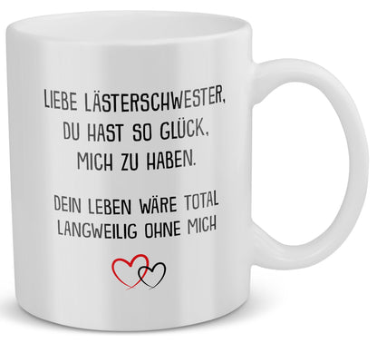 22Feels® Geschenk für Beste Freundin - Tasse mit Spruch: Glück mich zu haben (Weiss, 320ml)-Weisse Tasse 320ml-22Feels