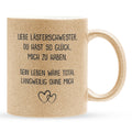 22Feels® Beste Freundin Geschenk - Glitzertasse mit Spruch: Glück mich zu haben (Gold, 320ml)-Glitzertasse Gold 320ml-22Feels