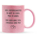 22Feels® Beste Freundin Geschenk - Glitzertasse mit Spruch: Glück mich zu haben (Pink, 320ml)-Glitzertasse Pink 320ml-22Feels