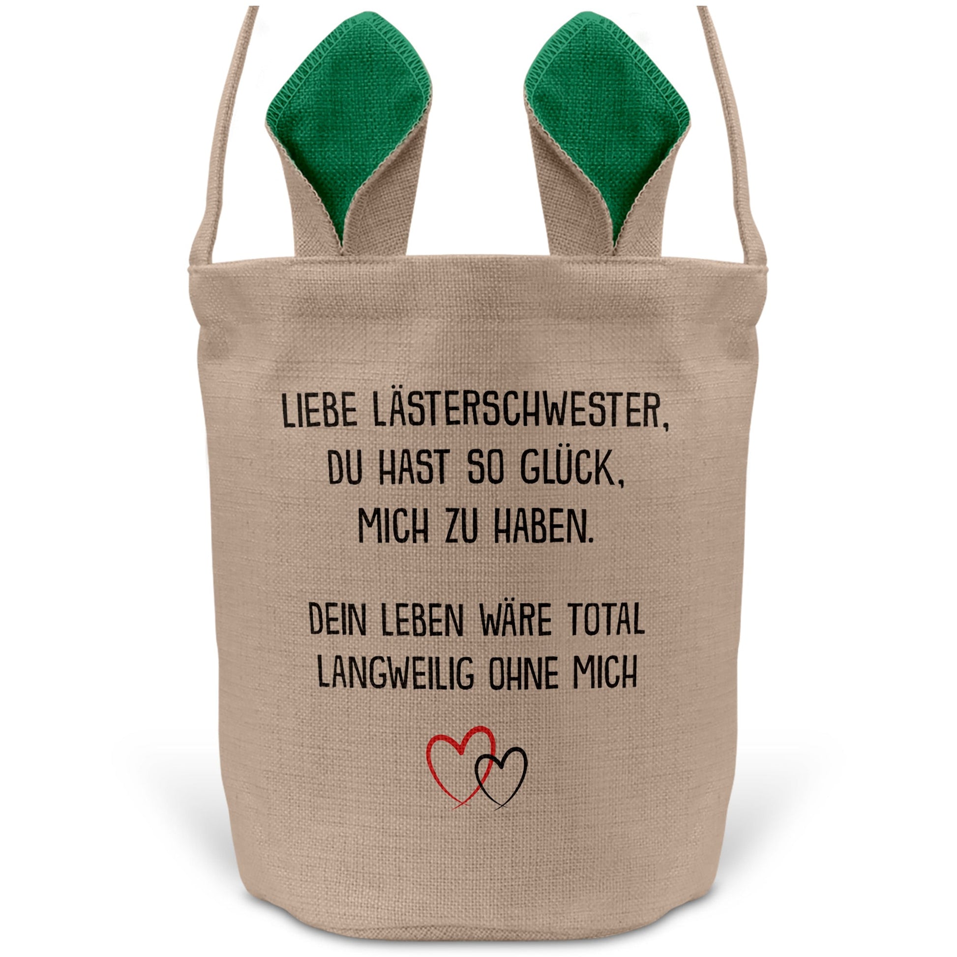 22Feels® Beste Freundin BFF Osterkorb mit Henkel Ostergeschenk Tragetasche Ostern Deko Osternest Körbchen Hasenohren (Beige/Grün)-Ostern Tragetasche-22Feels