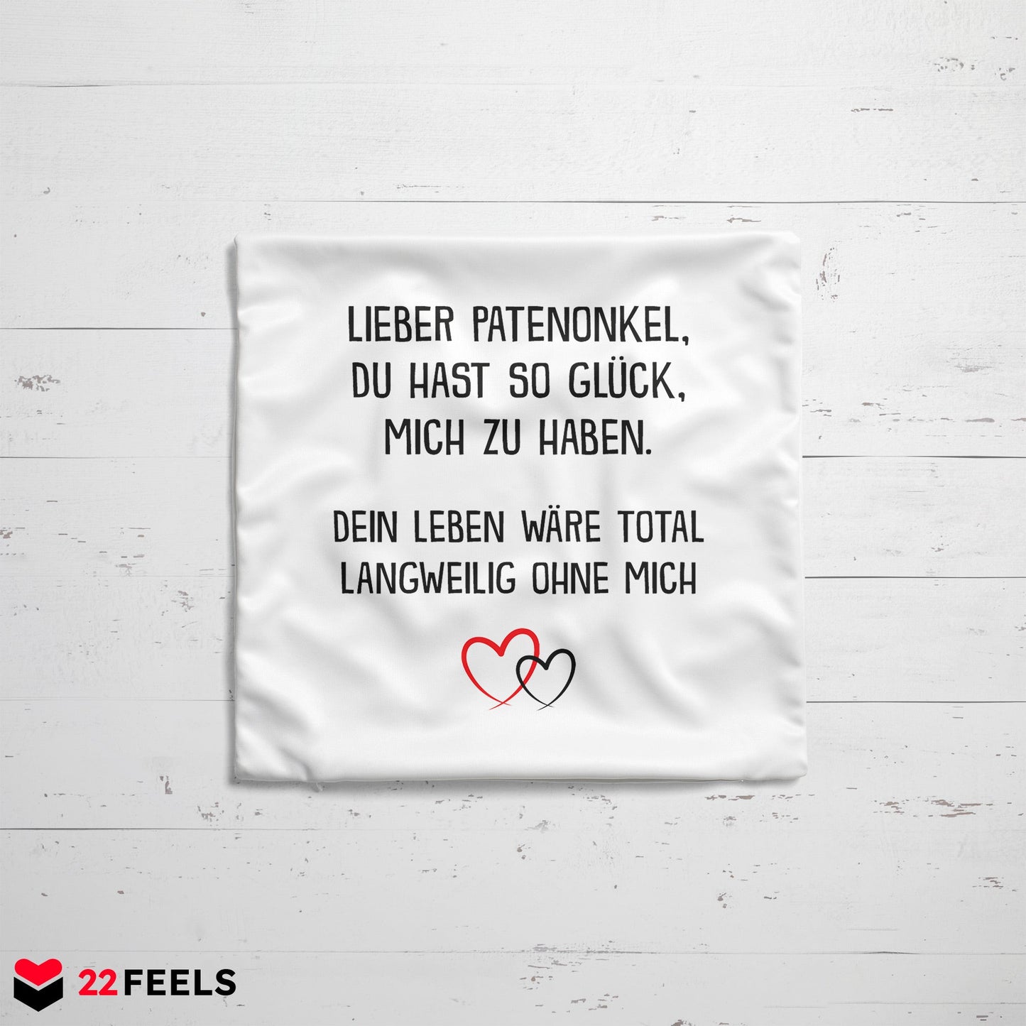 22Feels® Patenonkel Geschenk - Kissen mit Spruch (Weiss 40x40cm)-Kissen Weiss 40x40-22Feels