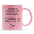 22Feels® Onkel Geschenk - Glitzertasse mit Spruch (Pink, 320ml)-Glitzertasse Pink 320ml-22Feels